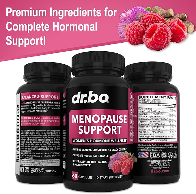 Menopause Supplements for Women Support Pills - Natural Menopause Relief for Hot Flashes, Night Sweats & Mood Swings with Dong Quai, Chasteberry & Black Cohosh - Hormone Balance for Women Supplement