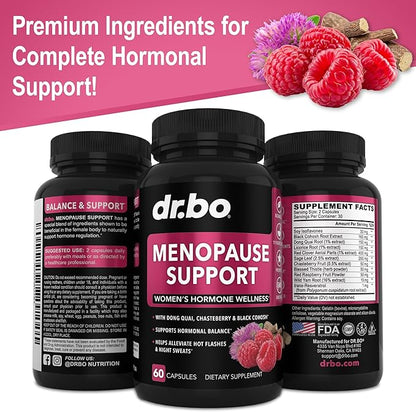 Menopause Supplements for Women Support Pills - Natural Menopause Relief for Hot Flashes, Night Sweats & Mood Swings with Dong Quai, Chasteberry & Black Cohosh - Hormone Balance for Women Supplement