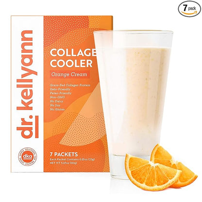 Dr. Kellyann Orange Cream Keto Shake Packets (7 Servings) – 15g Protein, Grass-Fed Collagen, Keto & Paleo-Friendly, 1 Pack