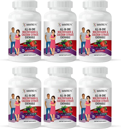 BariatricPal "All-in-ONE Chewable Multivitamin with Calcium Citrate & Iron - Mixed Berry (180-Day Supply)