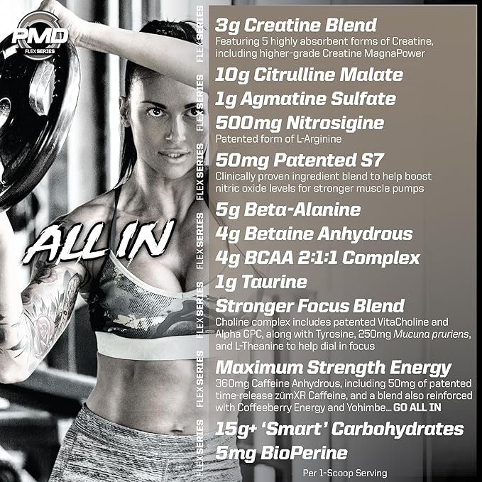 PMD Sports Pump Fuel All in Insanity - Ultimate Muscle Pump Supplement & Pre Workout Powder - Maximum Energy and Focus with Premium Creatine, Beta Alanine & More - Strawberry Watermelon (20 Servings)