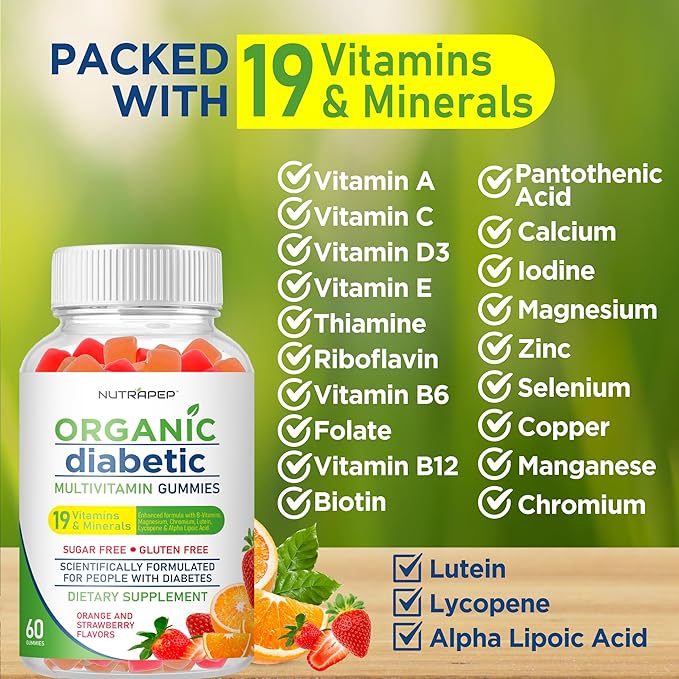 Premium Multivitamin Chewable Gummies for Women & Men - Sugar-Free & Gluten Free Supplement Vitamins - Calcium Magnesium Zinc Manganese Thiamine Biotin…