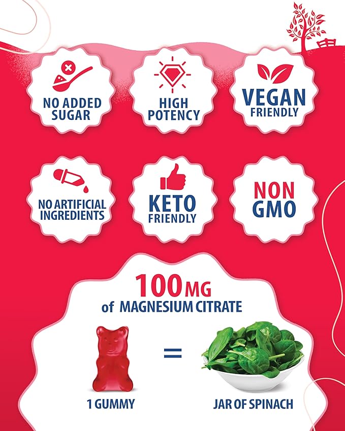Magnesium Gummies for Kids & Adults - 200mg - Calm Magnesium Chews - Magnesium Citrate Chewable Supplement for Mood & Muscle Support