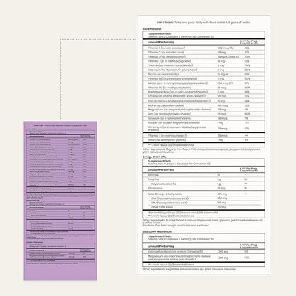 Perelel 2nd Trimester Prenatal Pack - Daily Pregnancy Vitamins - Omega DHA Prenatal Vitamins, Calcium + Magnesium Supplements for Women - Soy-Free Non-GMO Women's Vitamins (30 Pill Packs)