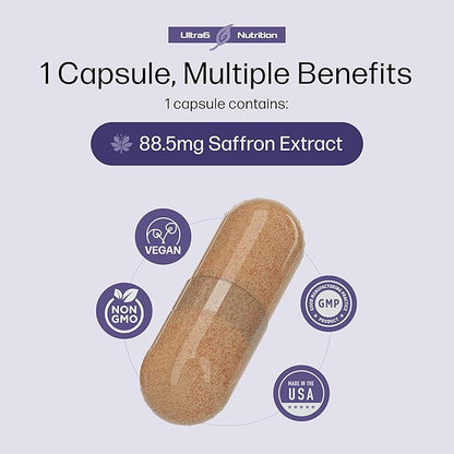 Pure Saffron Extract - Appetite Suppressant for Weight Loss Women & Men - Natural Hunger & Craving Control Supplement - Saffron Supplements for Energy & Mood Lift - 90 Capsules - Made in USA