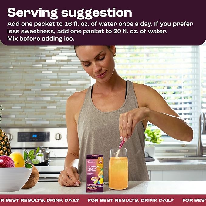 KEY NUTRIENTS Hydration Packets - 5 Delicious Flavors in Electrolytes Powder Packets No Sugar 10 Pack - No Calories, Gluten Free Electrolytes Powder Packets, Non GMO, Made in USA