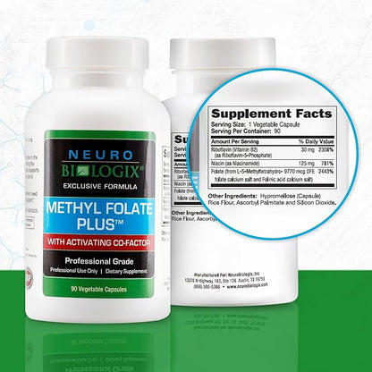 Methyl Folate Plus - Advanced Blend of L-5-Methylfolate, Folinic Acid & B Vitamins for Methylation Support - Methylfolate Supplement for Neurological & Immune Function Support