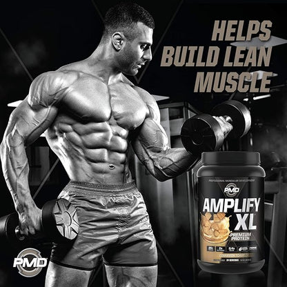PMD Sports Amplify XL Premium Whey Protein Supplement Hydro Greens Blend - Glutamine and Whey Protein Matrix with Superfood for Muscle, Strength and Recovery - Cinnamon Toast (24 Servings)