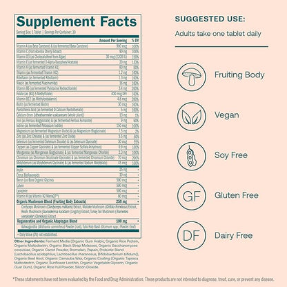 True Grace One Daily Women’s Multivitamin Fermented Minerals, Organic Adaptogens & Mushrooms Whole Body Balance, Immune, Energy, Beauty Support - Non-GMO, Gluten Free, Soy Free - 30 Vegan Tablets