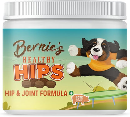 Bernie's Healthy HIPS - Daily Dog Hip and Joint Supplement - 90 Soft Chews - Reduce Pain, Encourage Mobility, Slow Damage, Repair and Rebuild HIPS and Joint Tissues
