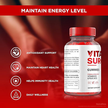 (2 Pack) Vital Surge Gummies, VitalSurge Gummies All Natural, Vital Surge Gomitas, Apple Cider Vinegar Supplement, Official Vital Surge Gummies Reviews (120 Gummies)