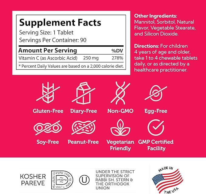 Zahler Junior C Advanced Chewable Vitamin C for Kids - Immune Support Kids Vitamins in Delicious Orange Flavor - Kosher Kids Vitamin C for Immunity - Vitamin C Chewable Antioxidant - (90 Count)