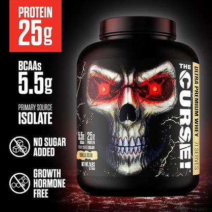JNX SPORTS The Curse! Ultra Premium Whey Protein Powder Vanilla Bean 5lb | 25g Protein Per Serve, Primary Source Whey Isolate