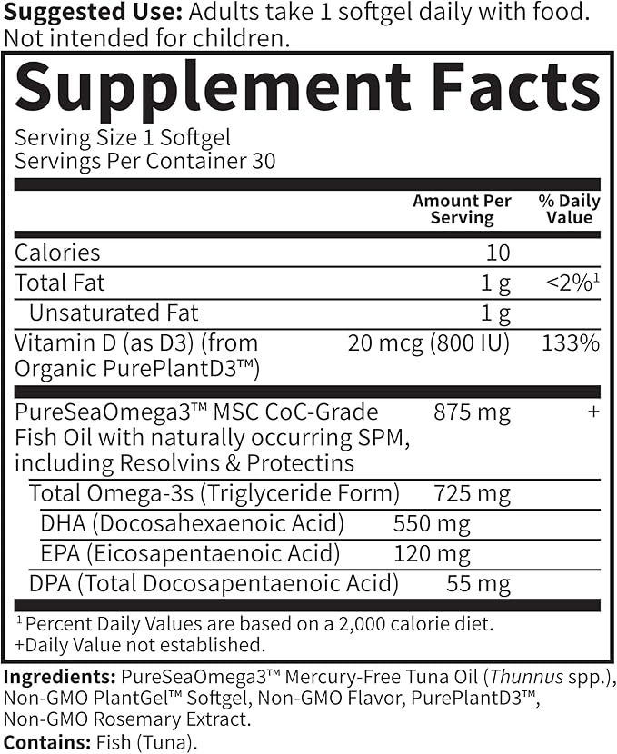 Garden of Life Dr. Formulated Prenatal DHA Fish Oil - 550mg DHA & DPA in Triglyceride Form 100% DV Vitamin D3, Single Source, Mercury Free Omega 3 DHA Supplements for Women's Health, 30 Softgels