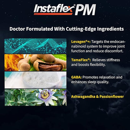 Instaflex PM Nighttime Joint Support with Levagen, Tamaflex, GABA, Ashwagandha, Passionflower Extract, Mobility, Sleep Support - 60 Capules