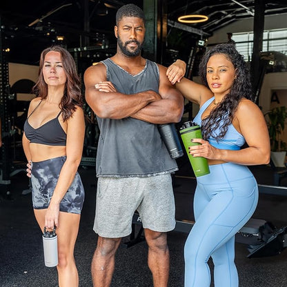 Ice Shaker Insulated Stainless Steel Shaker Bottle | 26oz, Green | Cold for 30+ Hours | Insulated Cup with Twist-on Agitator | Odor-Free Shaker Cup for Protein Shakes, Water, Smoothies, Cocktails