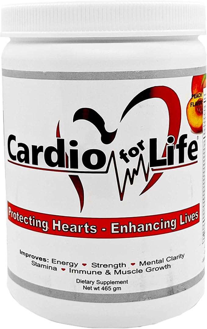 Cardio for Life - L-Arginine Powder 16oz. - Natural Nitric Oxide Supplement - Peach