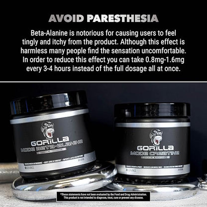 Gorilla Mode Beta-Alanine – Carnosine Precursor/Enhanced Muscular Endurance / 3.2 Grams per Servings