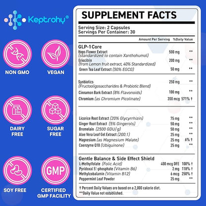 GLP-1 Support | GLP-1 Supplement, GLP Support Core with Synbiotics, Hops Extract, Eriocitrin Support GLP-1 Naturally, Natural GLP-1 Supplement for Men & Women, Take Before Meal - 840 Count
