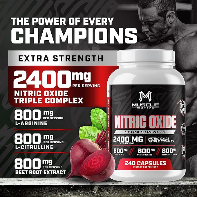 Nitric Oxide Supplement 2400mg with L-Arginine, L-Citrulline and Beet Root Extract, 240 Capsules