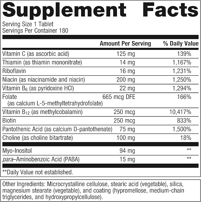 Metagenics B Vitamin Complex - Energy Support & Healthy Stress Response* - with Vitamin B6 & B12 - Vegetarian & Gluten-Free - 180 Count