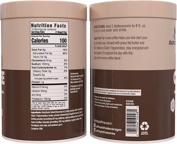 Ketogenic Fair Trade Instant Keto Coffee Mix Supports Energy Metabolism Weight Loss Ketogenic Diet Canister 15 servings, Original, 7.93 Ounce