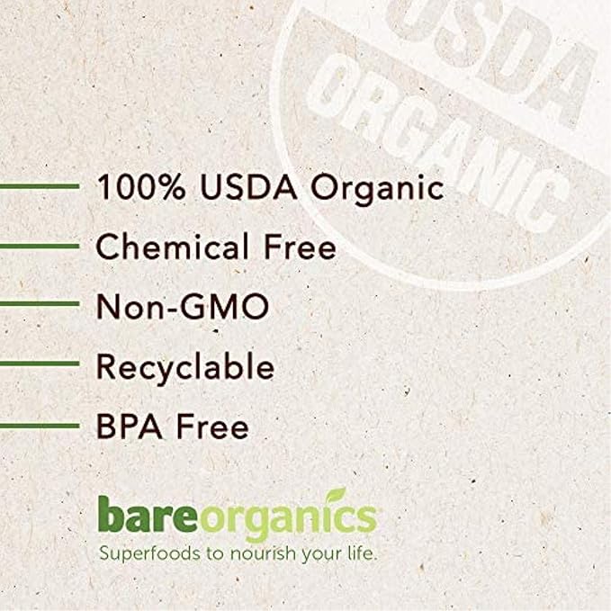 BareOrganics Energy & Stamina Blend Powder, Organic Superfood, Vegan Dietary Supplement, 8 Ounces