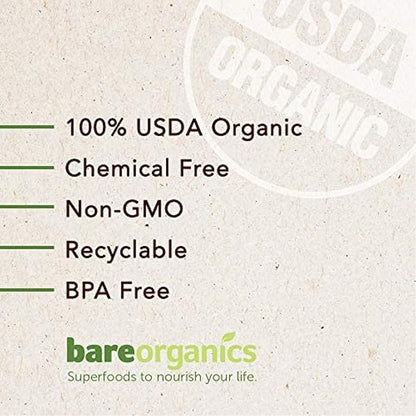 BareOrganics Energy & Stamina Blend Powder, Organic Superfood, Vegan Dietary Supplement, 8 Ounces