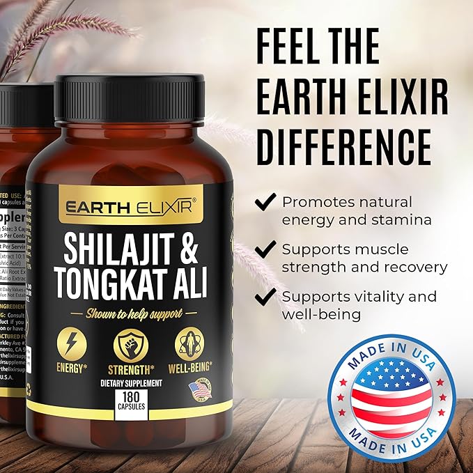 Shilajit 1000mg & Tongkat Ali 400mg (180 Capsules) Made in USA-Shilajit Supplement (20% Fulvic Acid) Shilajit Pure Himalayan Organic & Tongkat Ali for Men More Potent Than Shilajit Resin