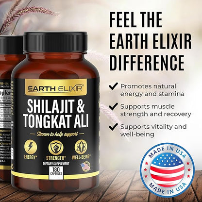 Shilajit 1000mg & Tongkat Ali 400mg (180 Capsules) Made in USA-Shilajit Supplement (20% Fulvic Acid) Shilajit Pure Himalayan Organic & Tongkat Ali for Men More Potent Than Shilajit Resin