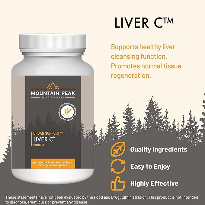 Mountain Peak Nutritionals Liver C - Organ Supplement Helps Maintain Healthy Liver Function & Energy Production - w/Siliphos® & Mushrooms - Hypoallergenic Dietary Supplement (90 Vegetarian Capsules)