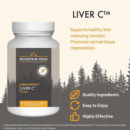 Mountain Peak Nutritionals Liver C - Organ Supplement Helps Maintain Healthy Liver Function & Energy Production - w/Siliphos® & Mushrooms - Hypoallergenic Dietary Supplement (90 Vegetarian Capsules)