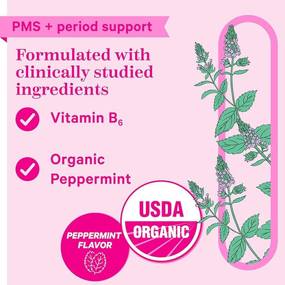 Pink Stork Organic PMS Support Sweets for Teens and Women - Simple & Natural Ingredients Vitamin B6 and Peppermint - Period, Digestion, Bloating, Mood Swings - 30 Drops