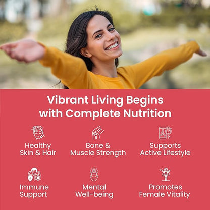 Life Aveda- Daily Multivitamin for Women with Vitamin A, B12, C, D, Calcium and More - 60 Capsules