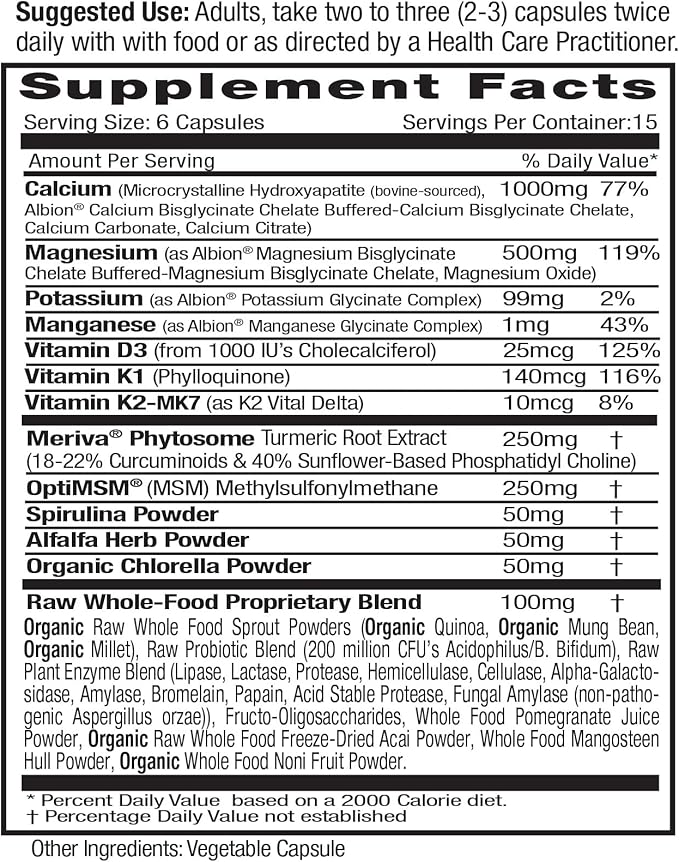 EMERALD LABS Osteo Bone Health - Immune Support & Bone & Joint Supplement with Vitamin D3, K2, Calcium, Magnesium, OptiMSM, Meriva Phytosome & More - 90 Vegetable Capsules