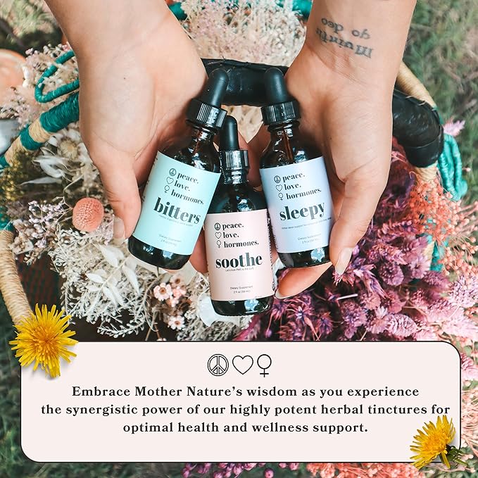 peace. love. hormones. Herbal Digestive Bitters Supplement for Women | USDA Organic Bitters for Digestion, Liver Detox with Gentian Root, Burdock Root, Dandelion Leaf Extracts - 2 fl oz, 59 Servings