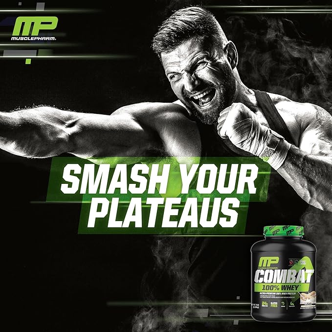 MusclePharm Combat 100% Whey Protein Powder, Cookies ‘N’ Cream Flavor, Fast Recovery & Muscle Gain with Whey Protein Isolate, High Protein Powder for Women & Men, Gluten Free, 5 lb, 70 Servings
