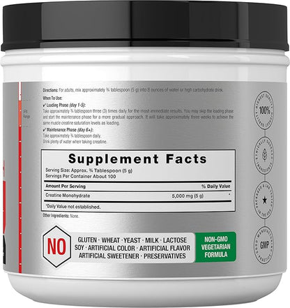 Horbäach Creatine Monohydrate Powder | 1.1lb (17.6 oz) | Micronized and Unflavored | Vegetarian, Non-GMO, and Gluten Free Supplement