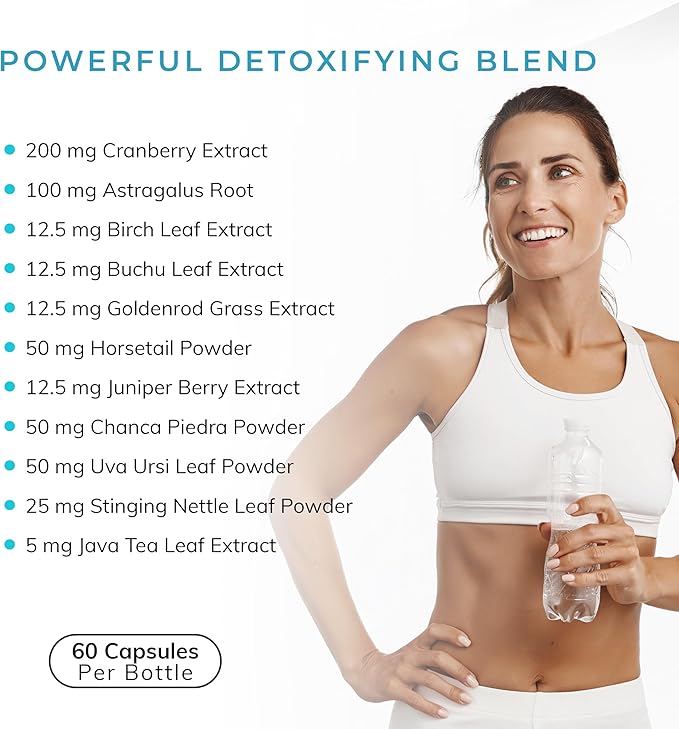 Kidney Support Supplement - 60 Capsules - 200 mg Cranberry Extract with Astragalus Root, Uva Ursi Leaf Powder, & Chanca Piedra Powder for Kidney Detox Cleanse & Overall Urinary Wellness