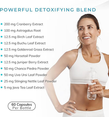 Kidney Support Supplement - 60 Capsules - 200 mg Cranberry Extract with Astragalus Root, Uva Ursi Leaf Powder, & Chanca Piedra Powder for Kidney Detox Cleanse & Overall Urinary Wellness