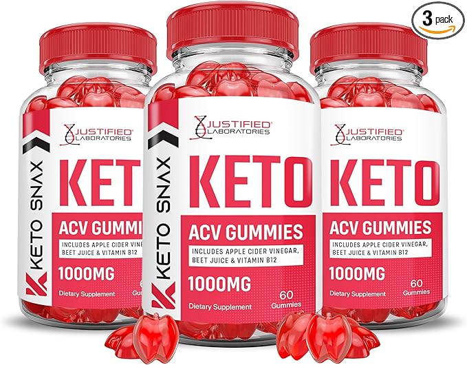 (3 Pack) Keto Snax Keto ACV Gummies Advanced Formula 1000MG Keto Snax Keto Gummies Apple Cider Vinegar Formulated with Pomegranate Beet Juice Powder B12 Vegan Non GMO 120 Gummys