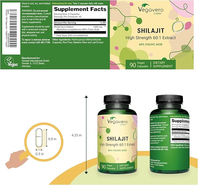 Pure Himalayan Shilajit Capsules | 73,000 mg | for Men and Women | with Fulvic and Humic Acid | NO Artificial Additives, Lab-Tested | 90 Capsules | Vegan