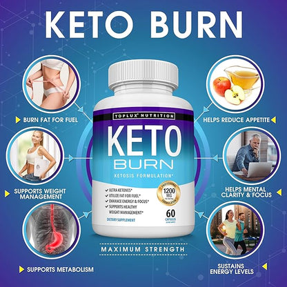 Keto Burn Pills Ketosis - 1200 Mg Ultra Advanced Natural Ketogenic Using Ketone Diet Support Energy Focus Men Women 60 Capsules