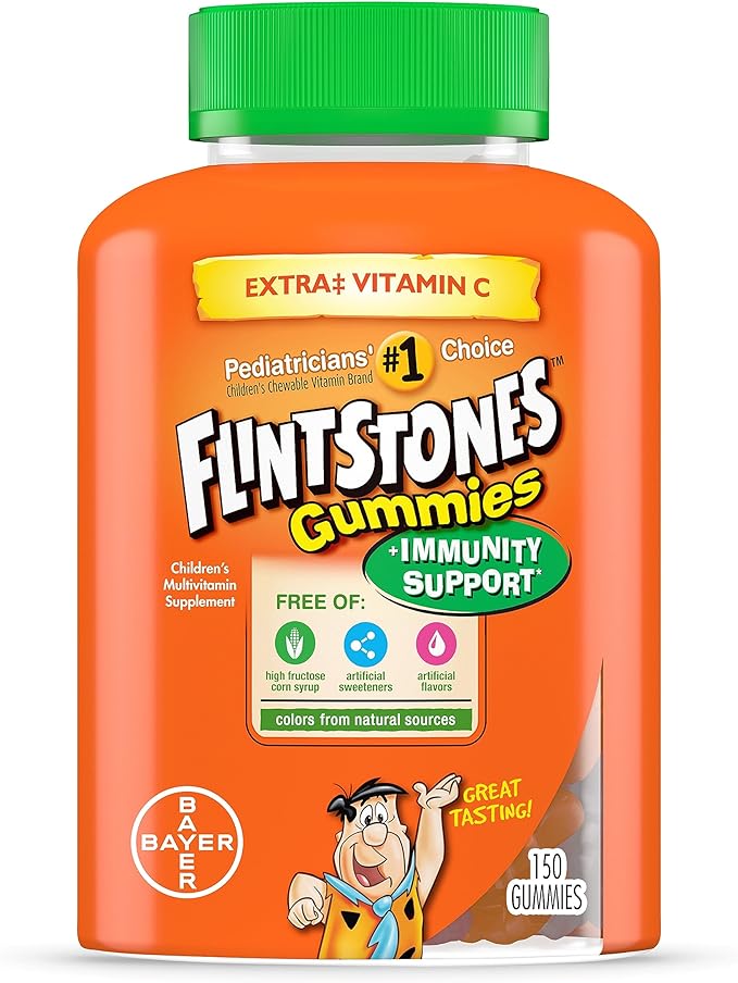 Flintstones Gummies Kids Vitamins with Immunity Support*, Kids and Toddler Multivitamin with Vitamin C, Vitamin D, B12, Zinc & more, Orange 150ct