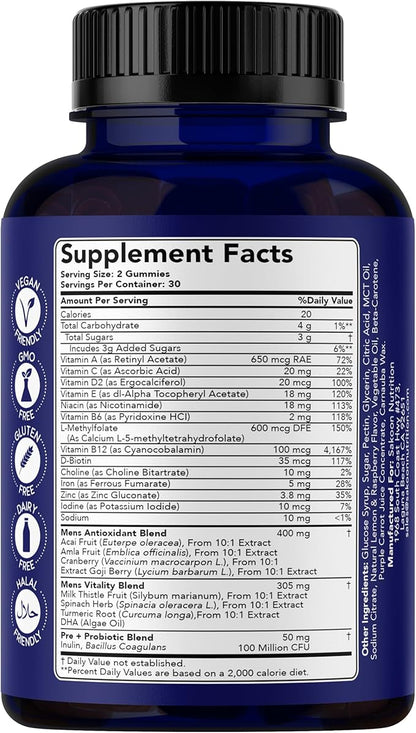 Sakoon nutrition Men's Multivitamin Gummies with Probiotics and Prebiotics