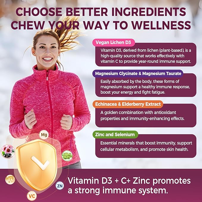 Multivitamin Gummies Daily Immunity Booster, Natural Herbal Elderberry, Echinacea, Turmeric, Vitamin A C, D3 5000IU, E, Zinc, Selenium, Magnesium Support Respiratory, Cellular & Bone Health, 1 Pack