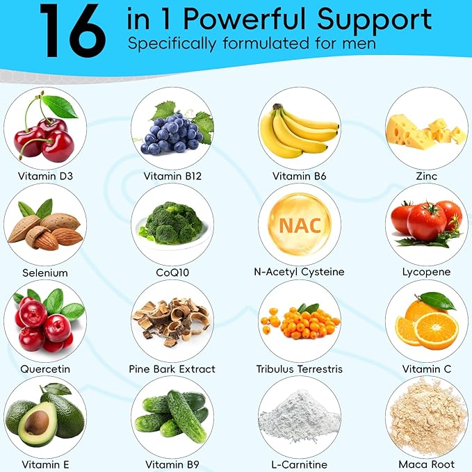 Male Fertility Supplements, Advanced Fertility Supplement for Men Optimal Sperm Count Motility & T-Level with Maca Root, Tribulus Terrestris, Zinc, CoQ10, Pre Conception for Him, 1080 Caps