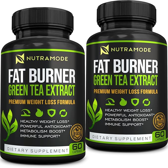 Premium Green Tea Extract Fat Burner Supplement EGCG-Natural Appetite Suppressant-Healthy Weight Loss Diet Pills That Work Fast for Women and Men-Detox Metabolism Booster to Burn Belly Fat Fast-2 pack