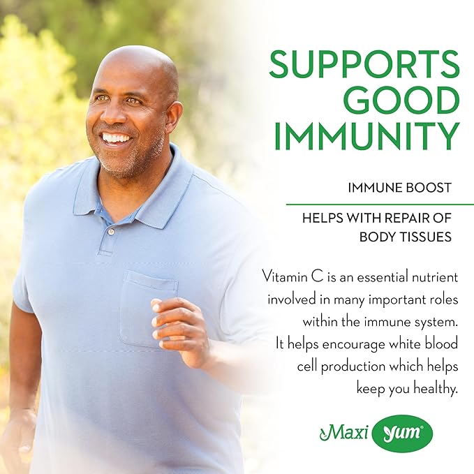 Vitamin C Gummies with Zinc - Maxi-Health Vitamin C with Zinc for Children and Adults - Respiratory Support and Immune Booster - No Preservatives and Artificial Flavors - 60 Fruit Shaped Gummies