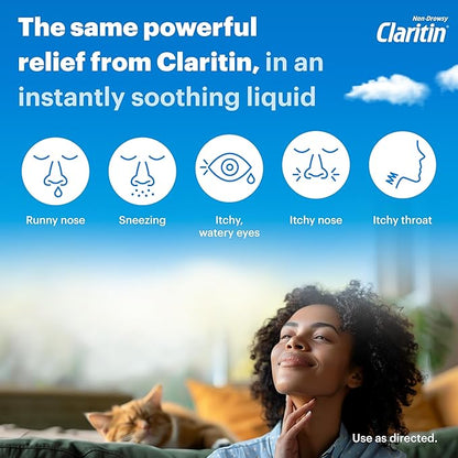Claritin New Cooling Honey Flavored Liquid, 24hr Non-Drowsy Allergy Medicine for Adults — Instantly Soothing Liquid for Relief of Sneezing, Runny Nose, Watery Eyes and Itchy Throat 8 oz